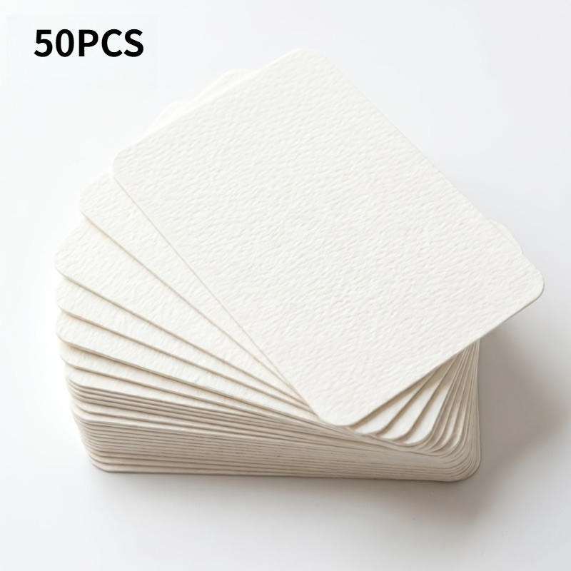 TEMU 50pcs Mini Blank Watercolor Paper 300g, Thick White Ideal For -wet Painting, Calligraphy, And Water Level Lines, Suitable For School, Art