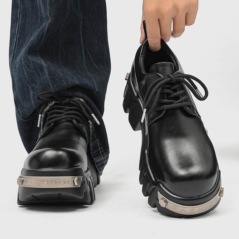 Niche Derby Shoes for Men, High-End Punk Style Platform Sneakers, Paris Bulldozer Men's Shoes