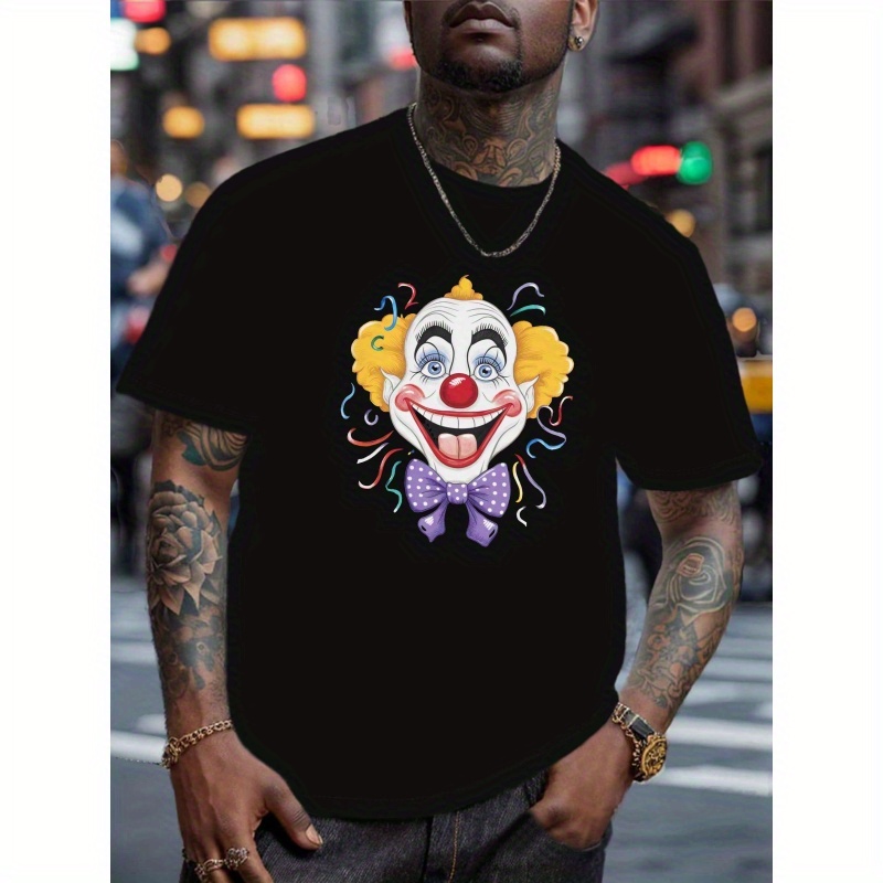 

Men's Clown Face Graphic T-shirt - Short Sleeve, Casual Summer Tee With Crew Neck, Machine Washable