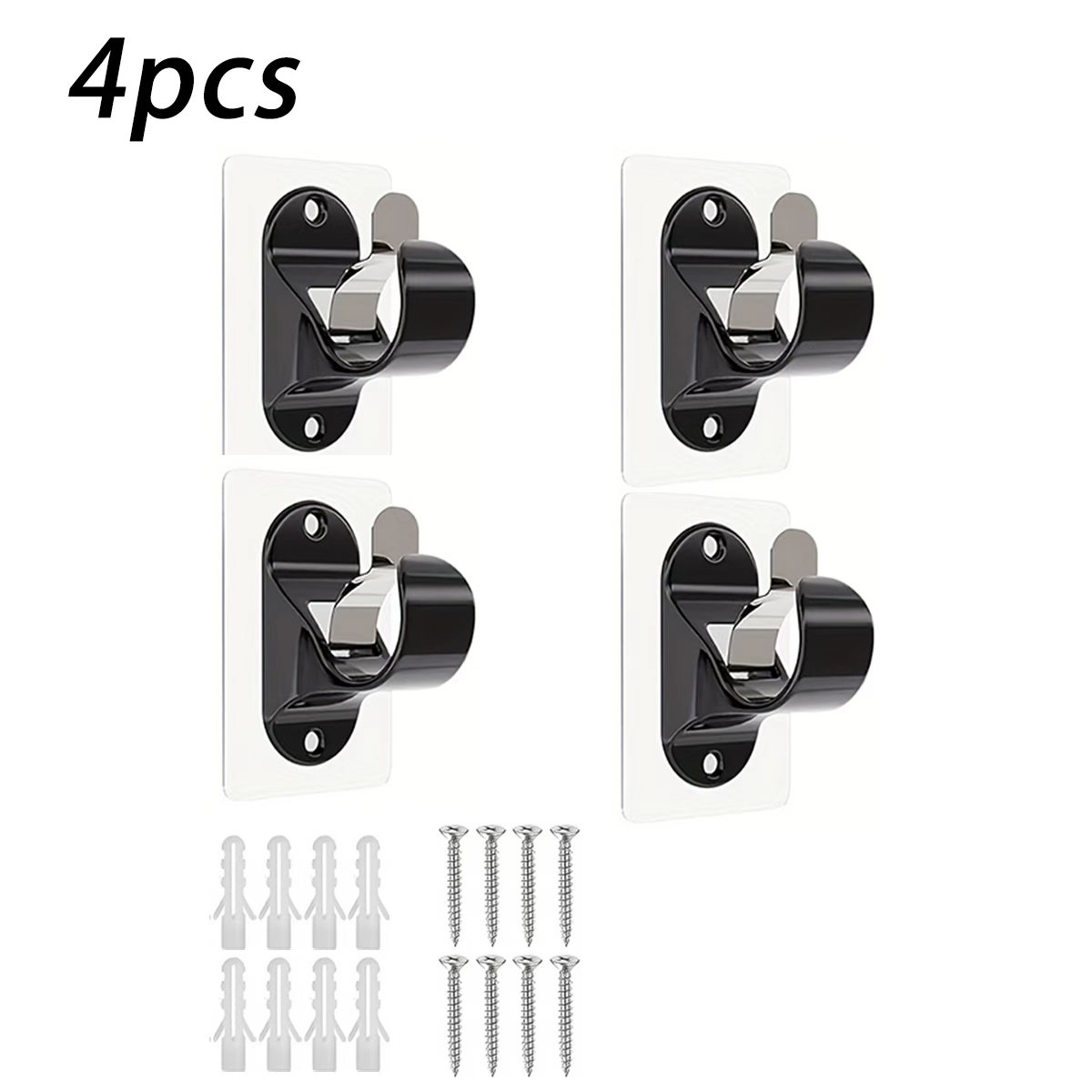 E-shop 2/4/6/10 Stück selbstklebende Gardinenstangenhalter ohne Bohren, vielseitige Klebehaken für Gardinenstangen, modernes Design, aus Kunststoff,