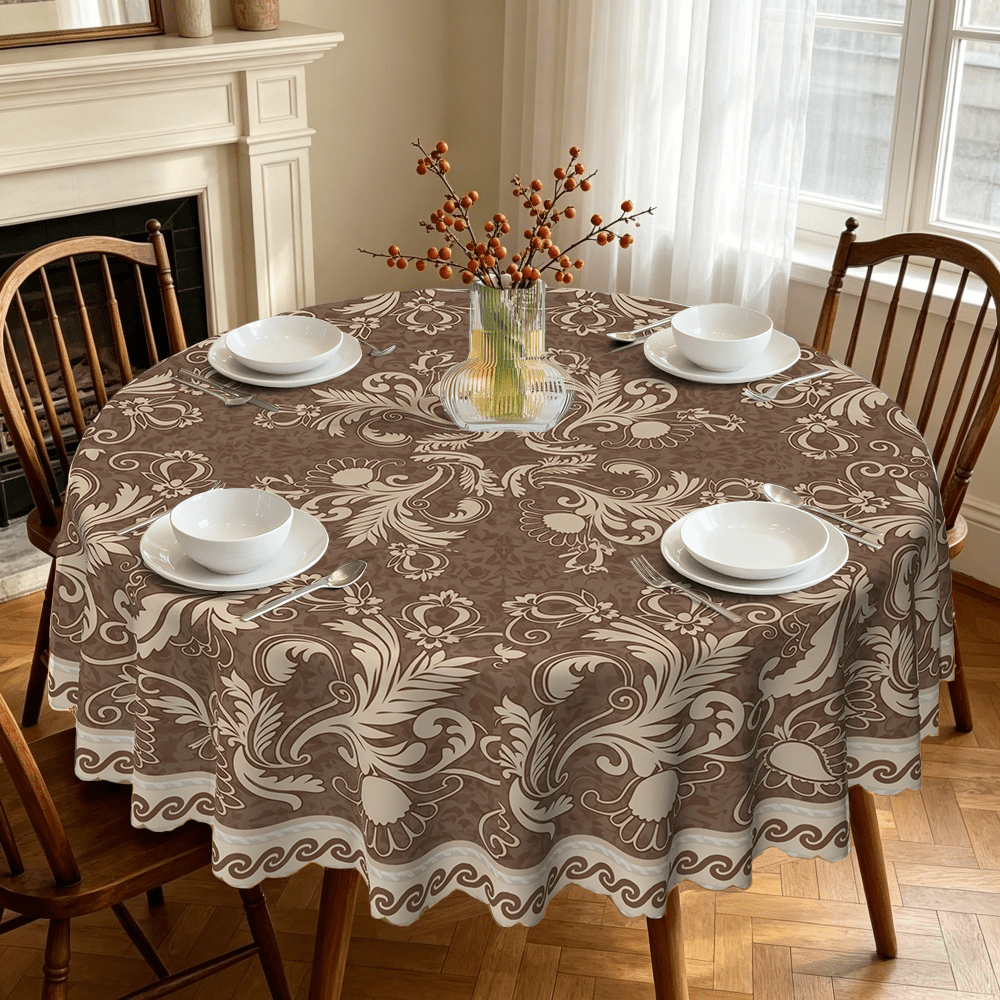 TEMU 1pc, European Floral Pattern Tablecloth, Suitable For Indoor/outdoor Picnic Tablecloth, Outdoor Camping, Retro European/light Decor, Kitchen