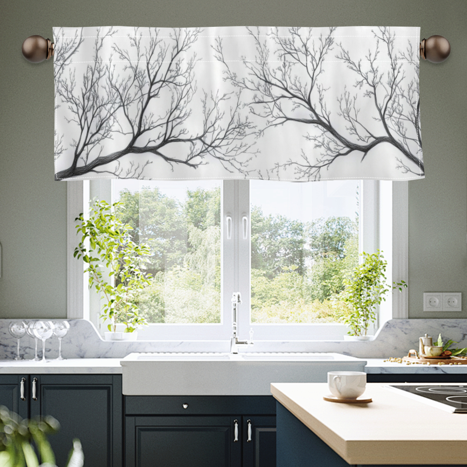 

Valance - Rod For & , - Polyester Curtain,