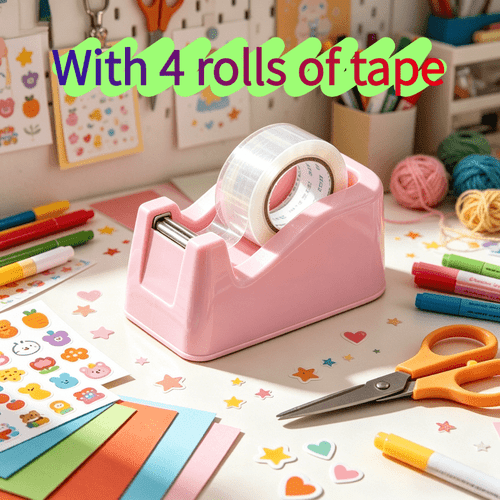 5 pack desktop tape dispenser with 4 clear tapes heavy duty tape cutter non slip base built in blade for easy cutting office and shipping use