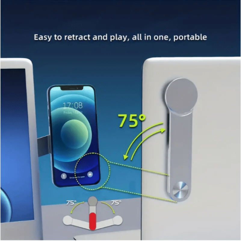 A Lightweight And Portable Magnetic Phone Stand, Compatible with All Phone Models, Rotatable, Waterproof And Rustproof, Adjustable Side Mount for Monitors, Designed for Laptop Expansion.