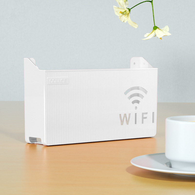 1pc Wireless Router Bracket, No Drilling Required, Wall-mounted Plastic Storage Box, Suitable For Home Decoration, Room, Office, Multifunctional Organizer Storage Box Wall Mount, Practical Hook, Shelf