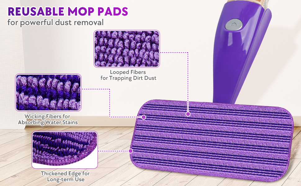 12 pack reusable mop pads compatible with   jet washable microfiber mop heads dry and wet use refill pads for home cleaning details 1