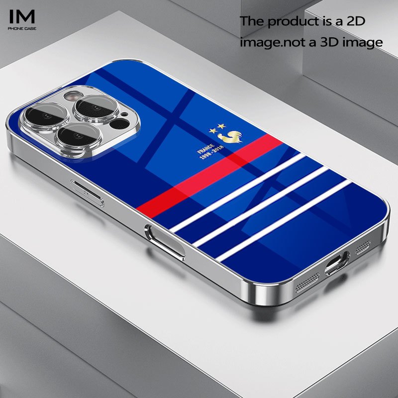 TEMU Coque de téléphone - Motif - coq français étoiles, impression 2D, protection d'objectif, coque de téléphone en verre plaqué adaptée pour iPhone