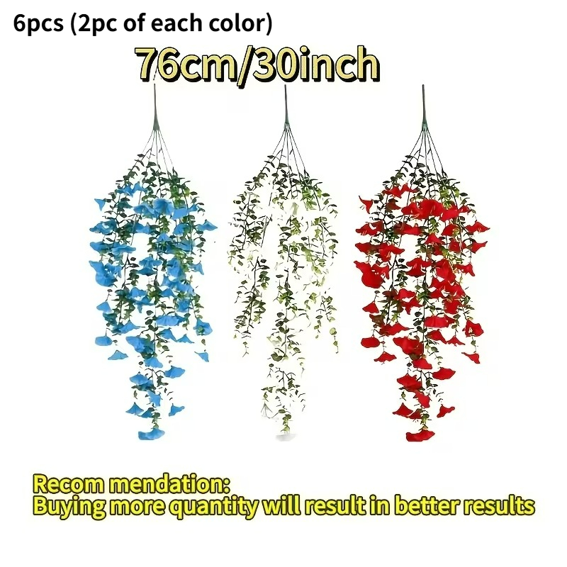 TEMU 6pcs 6pcs Pack Realistic Artificial Hanging Flowers - Suitable For Home Garden Outdoor Indoor Decoration, Day Memorial Day Table Hanging Plant