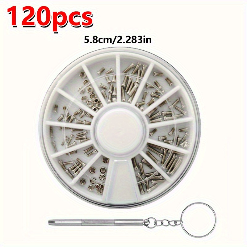 E-shop 120 Reparatur-Schraubensatz – Ideal für Brillen, Handys und Uhren – für die Heimreparatur kleiner Schraubenaccessoires mit Mini-Schraubendreher