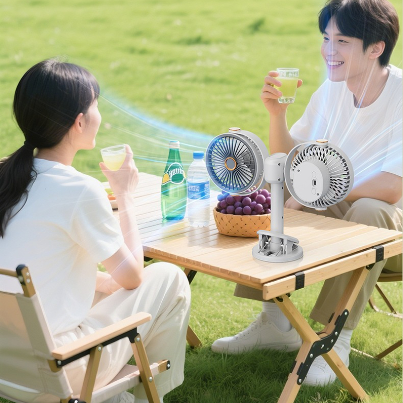 A Dual-Head Fan with Independent Control That Can Be Clipped, Hung, Stood, Or Suspended, Featuring Five Speed Settings That Can Be Switched with a Single Button. It Makes a Perfect Gift for Family, Friends, And Colleagues, Suitable for Housewarming