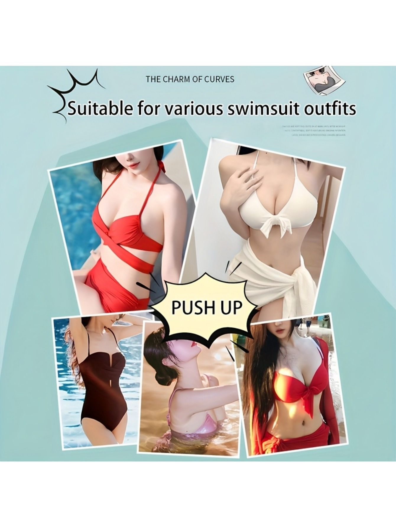 1 Pair of Invisible Silicone Bra Pads - Reusable, Seamless Lining for Bikinis, Swimsuits & Wedding Wear | Strong Bonding, Breathable & Hypoallergenic Material | Microporous Design for Comfort Enhancement & Shape | Natural Butt Enhancement | Fashionable Swimwear Accessories, Swimsuit Enhancer