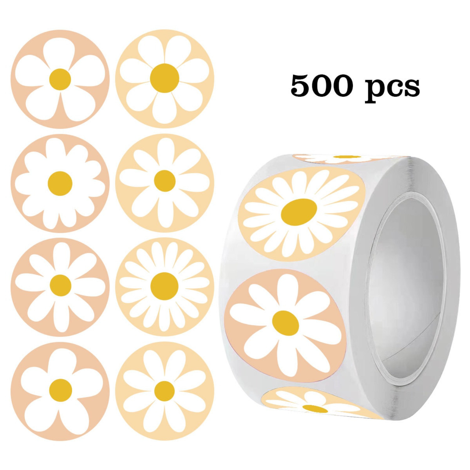 

500pcs Bohemian Daisy Flower Stickers, 1-inch Reusable Self-adhesive Paper Labels, Decorative Seals For Scrapbooking, Cards, Envelopes, Diy Gifts & Party Supplies