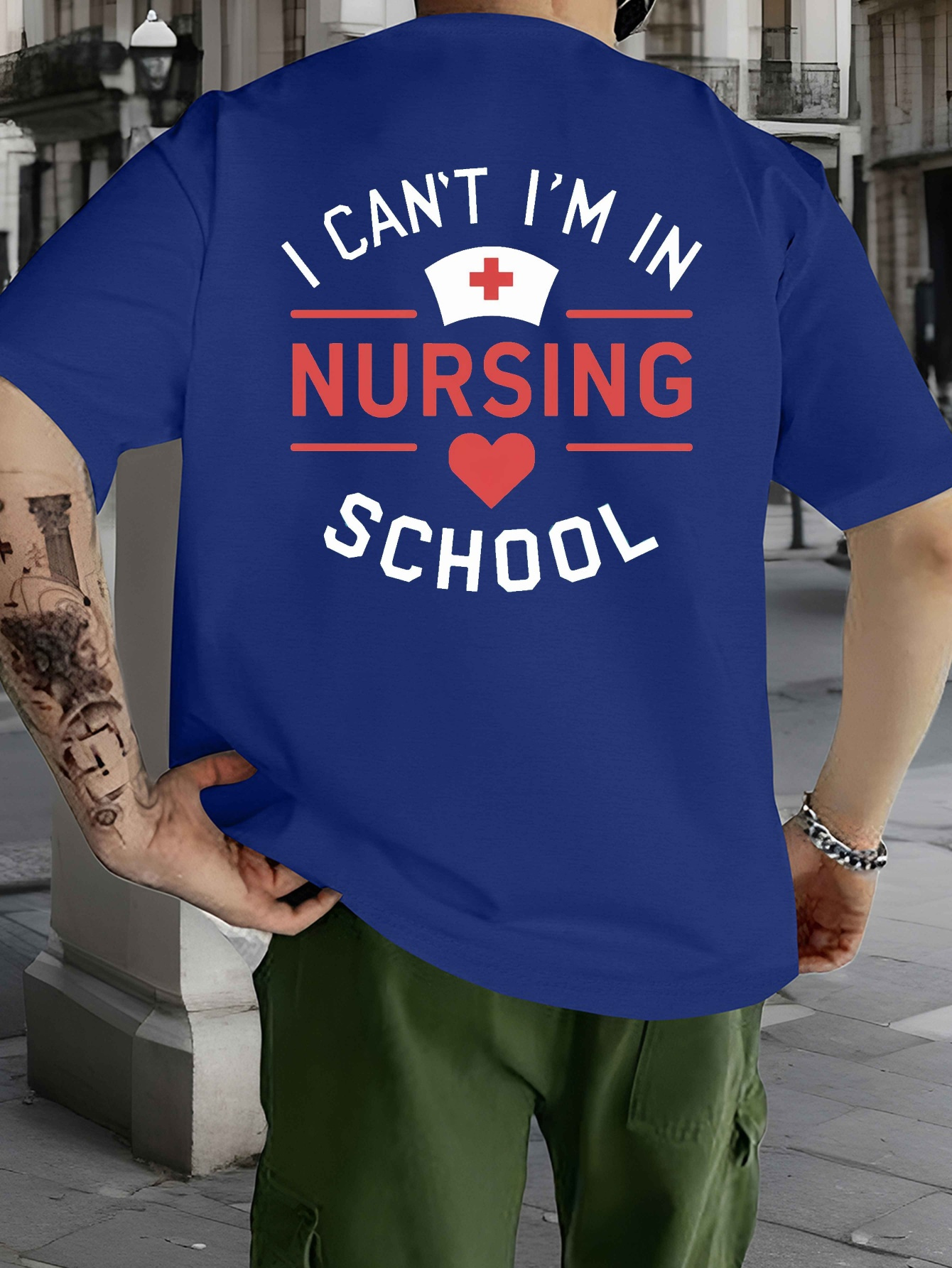 mens cant nursing school graphic tee blue Temu Bahrain