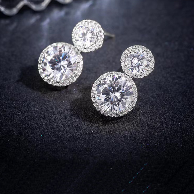 Image of Drop Earrings Feature 925 Sterling Silver And 2.5ct X 2-carat Moissanite, Making Them A Chic And Elegant Accessory Ideal For Birthdays, Anniversaries, New Year's, Christmas, Daily Use, Engagements