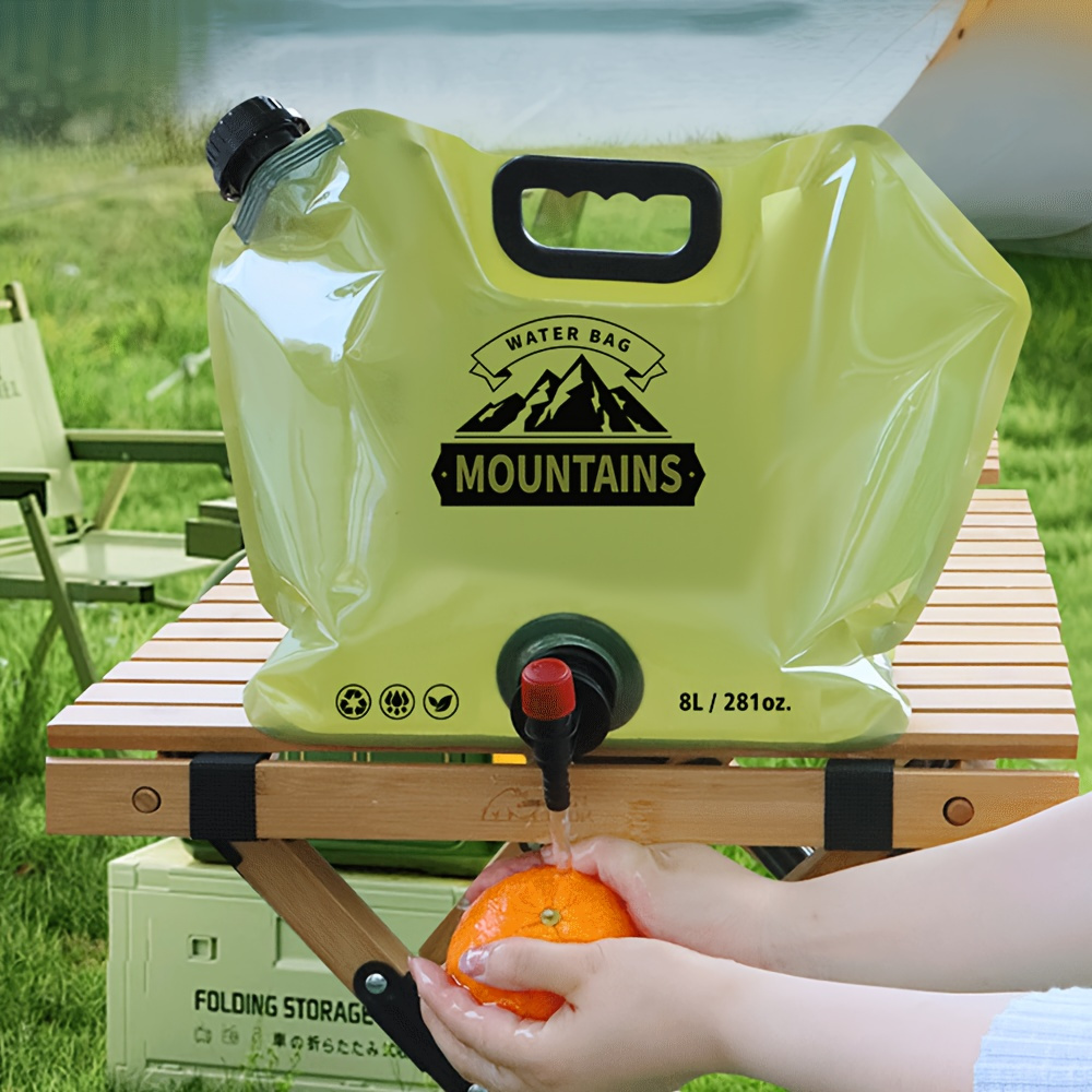1pc portable water storage bag with faucet and handle foldable water container for camping emergency and travel collapsible hydration bladder suitable for hiking backpacking lightweight portable water bottle with handle home backup water bag