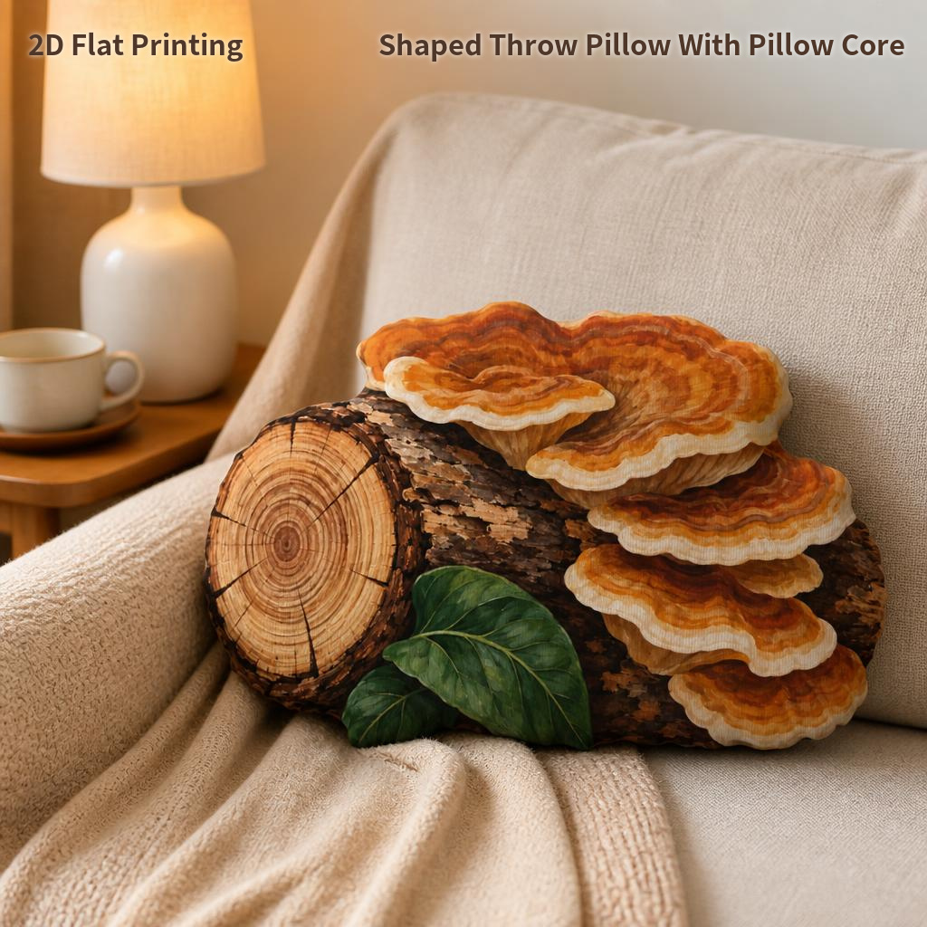TEMU Coussin 2D Imprimé en Plaque Bois Forêt Illustration Nature Rustique Coussin de Canapé Décoration Cabane Salon Coussin d'Accent Solarium