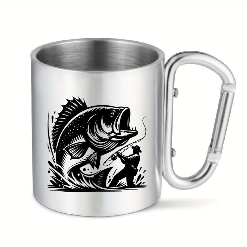 

1pc, 10oz Stainless Steel With Fishing Design, Portable Mug, Insulated, Shatterproof, Ideal Gift For , Camping, Hiking & Adventure, Trekker's Present