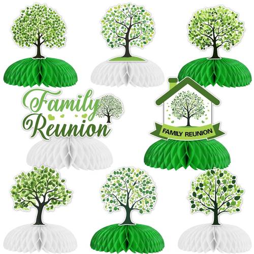 1set party centerpieces family reunion table decorations 8pcs family reunion honeycomb centerpieces family tree theme gathering decorations for welcome to reunion party supplies
