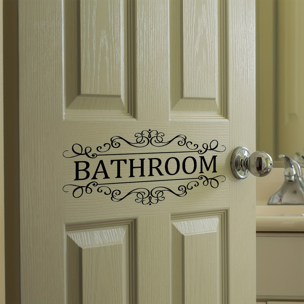 TEMU 1pc Letter Sticker Bathroom Door, Removable- English Signs Bathroom, Laundry Room And Home, Removable Decorative Wall Sticker, Stylish English