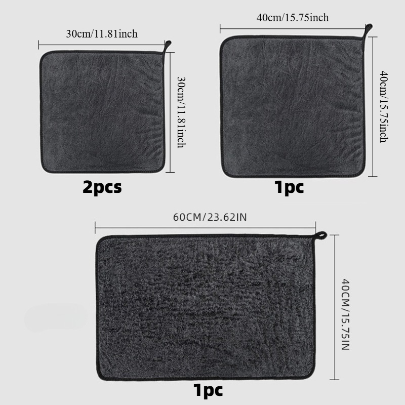 TEMU 4pcs Thickened Microfiber & Spandex Cleaning Cloths Suitable For Bathroom, Car, Home - Super Absorbent Quick-dry Towels With Spandex