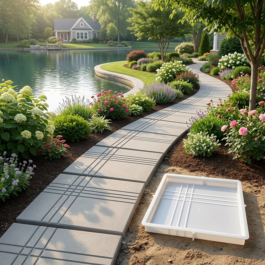TEMU 1pc Square Paving Mold Garden Road Paving Concrete Mold Cement Mold Outdoor Walkway Driveway Cement Brick Mold Courtyard Decoration Concrete