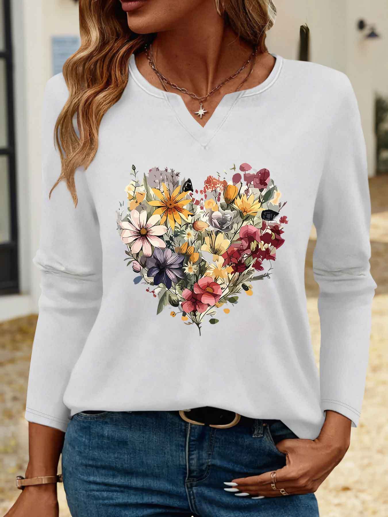 1pc t shirt élégant à col motif cœur haut décontracté à Temu