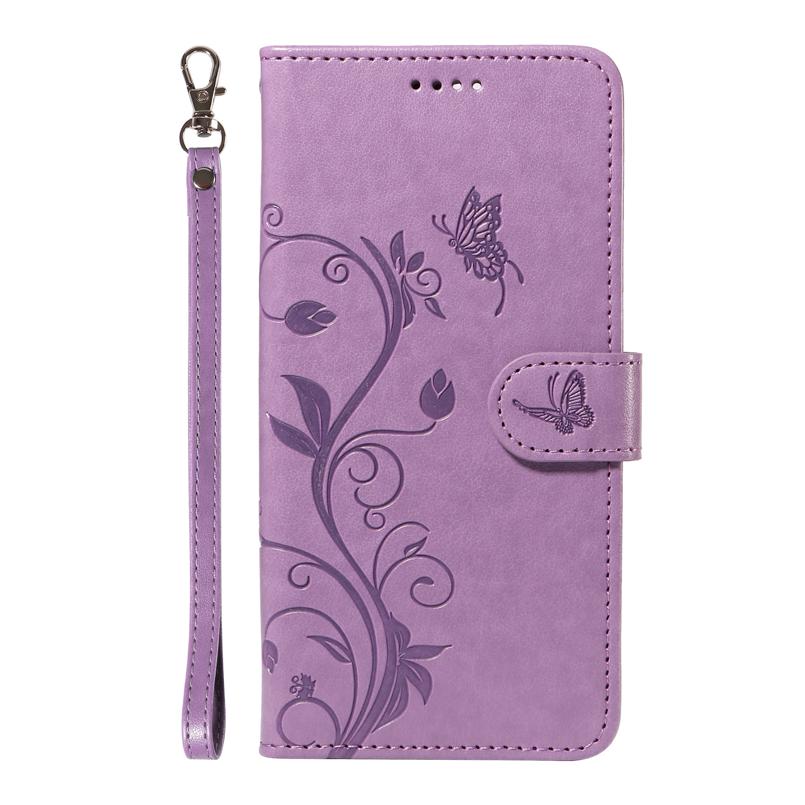 TEMU Phone Case: Embossed Apricot Tree Pattern Pu Synthetic Leather Magnetic Flip Cover Case With Phone Lanyard, Anti-suction Headband, Stand