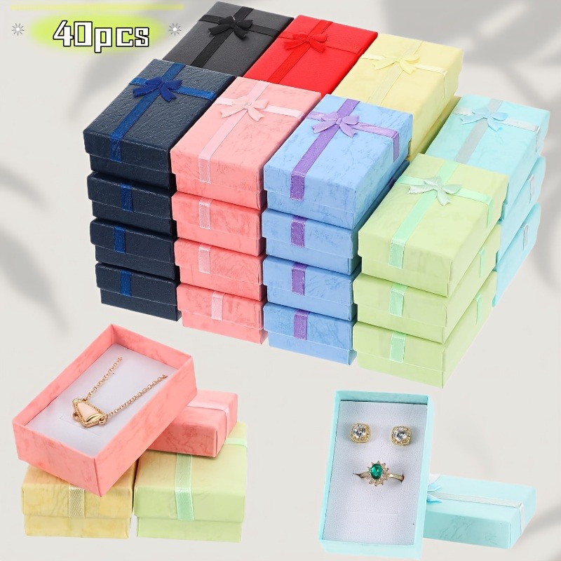 TEMU Lot de 40 boîtes cadeaux à bijoux, parfaites pour bagues, pendentifs, boucles d'oreilles et . Les boîtes en carton vides disponibles en 8