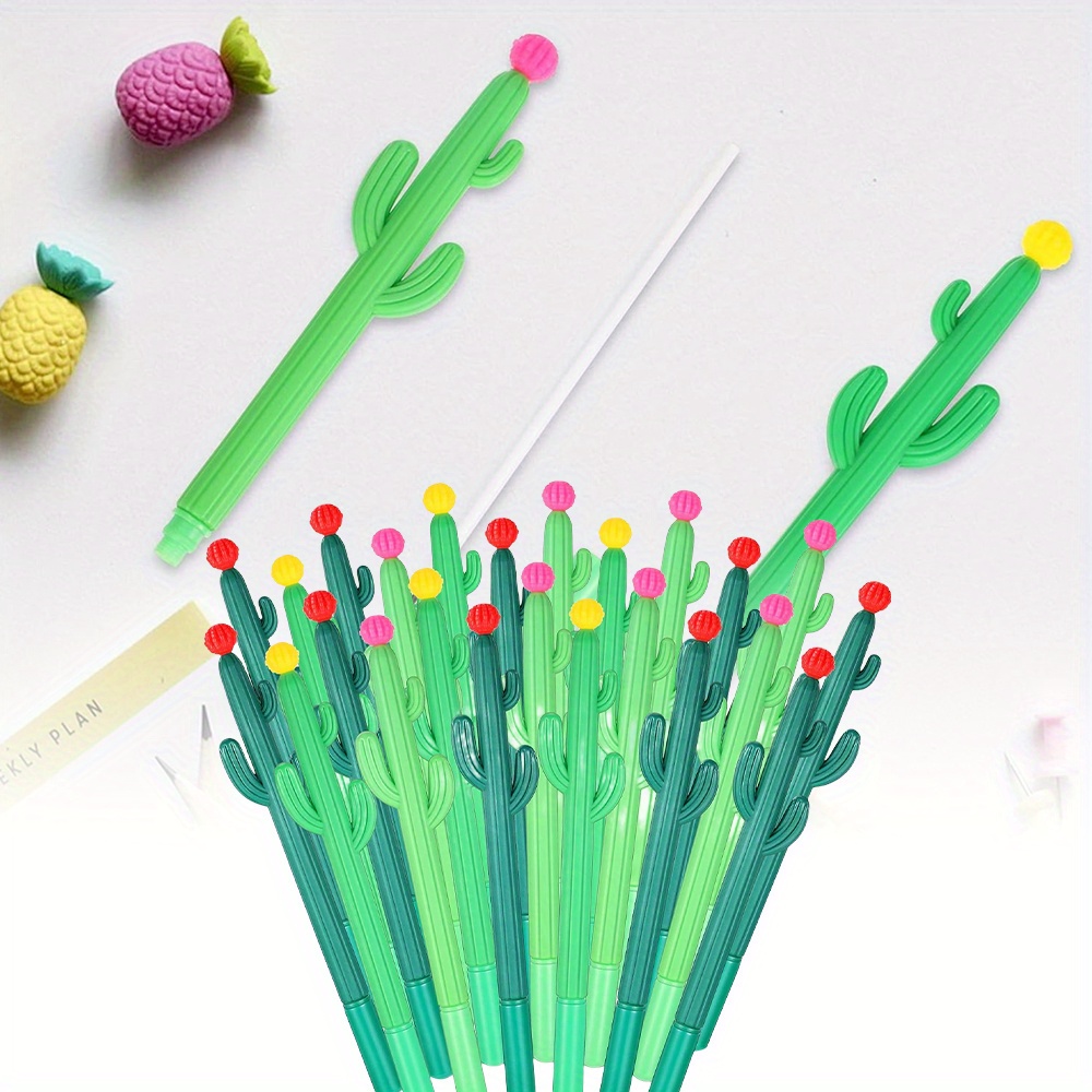 

1pc, 24pcs Palm Pens, Black Pens, Plant Cactus Series Shape Neutral Pens, Lovely Roller Pens, Suitable For Marking At Home