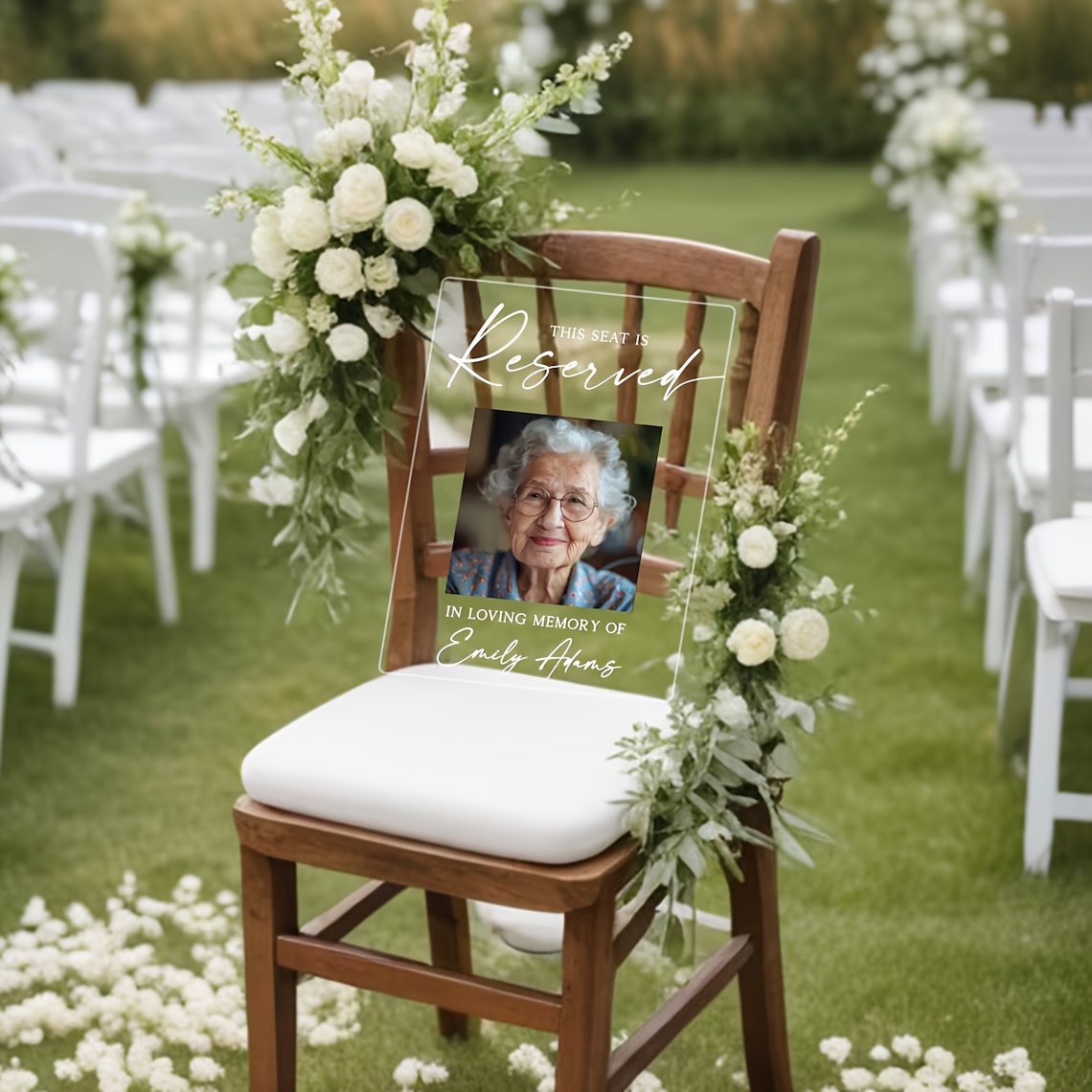 TEMU 2d Flat, Custom Wedding Memorial Plaque â Transparent Acrylic Card Holder, Engraveable With Names And Photos, Keepsake Decoration For