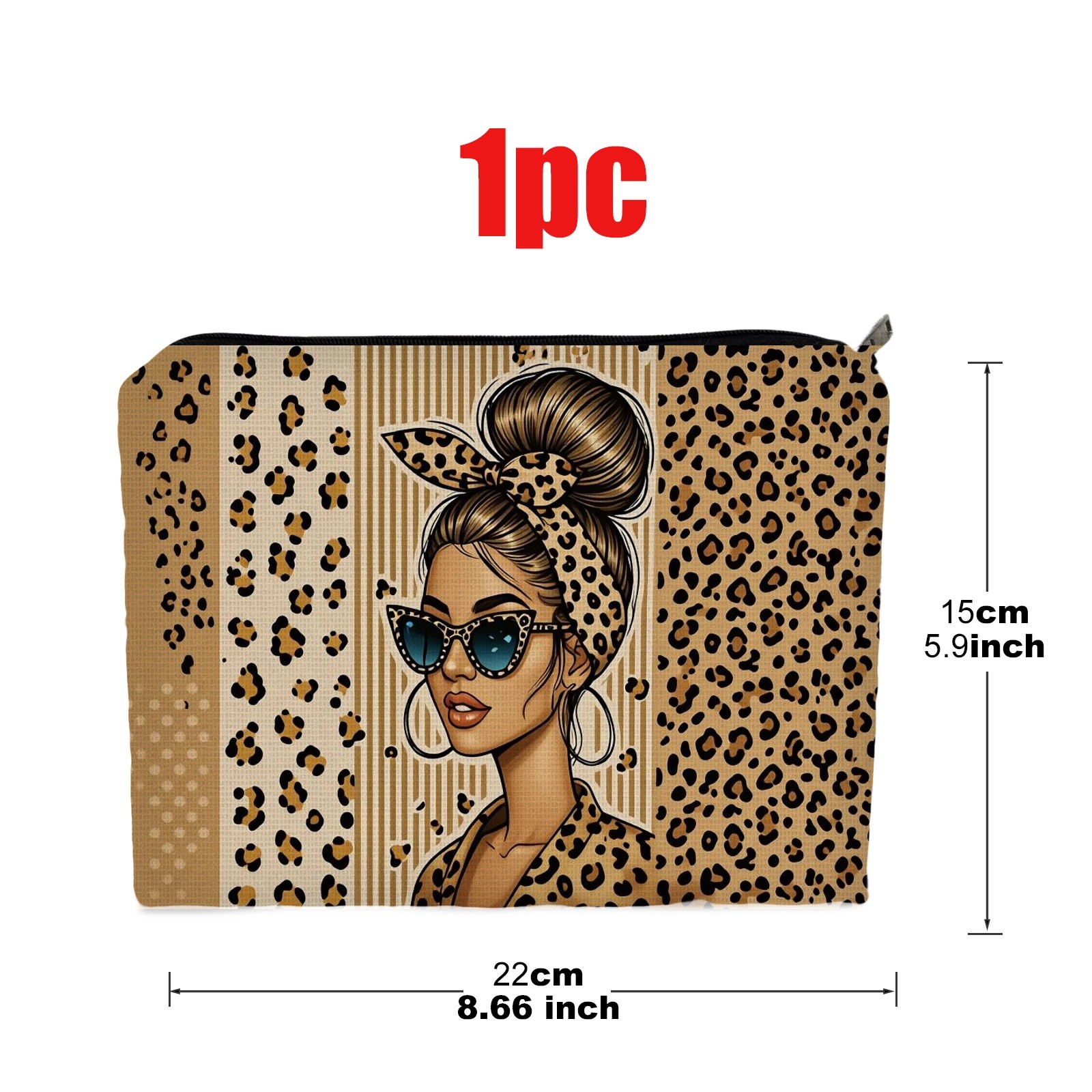 TEMU []1 pz Borsa Cosmetica (5.9in*8.66in), Design con Illustrazione Stile Leopardato, Materiale Poliestere, per del Trucco, Regalo per , Famiglia e