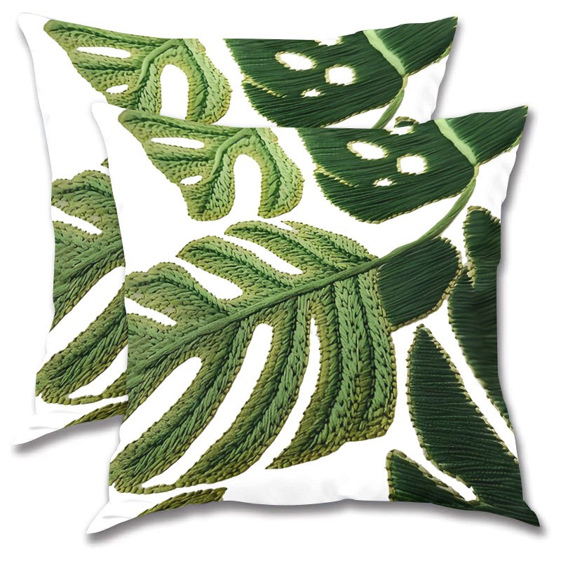 TEMU 2pcs Housses de coussin plates imprimées feuilles , plantes, coussins tropicaux mignons, housses de coussin décoratives tatami, housses de