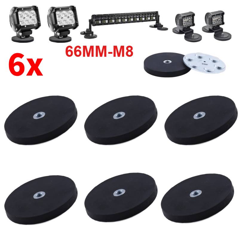 TEMU 6pcs 66/88mm M8/m10 Internal Thread Magnetic Base Mount Bracket Clamp Led Work Light Bar Holder For Suv Offroad