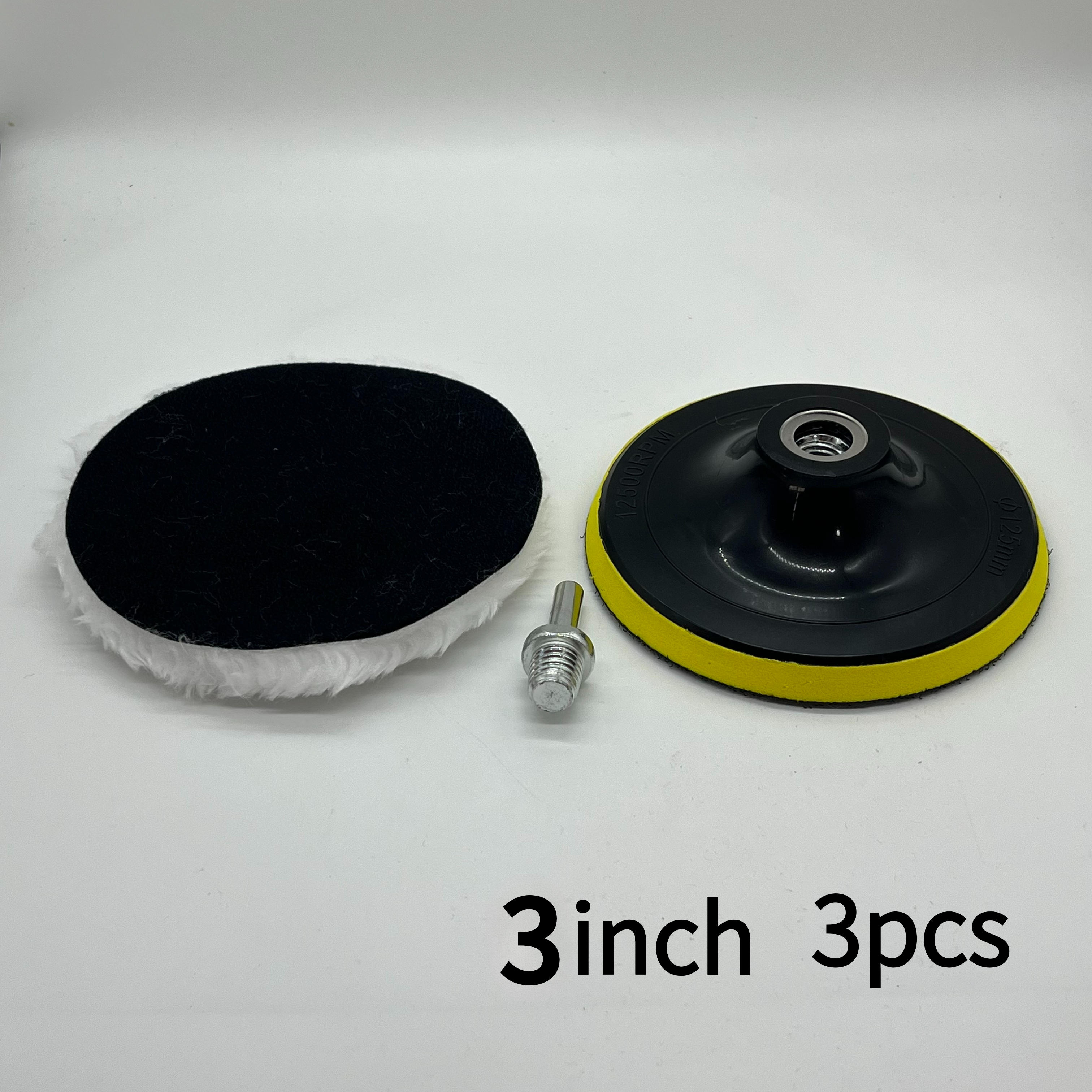 TEMU Jeu de 3 tampons de polissage pour voiture de 3 pouces avec plaque de support et adaptateur M10 pour automobile, tampons de polissage et tampons