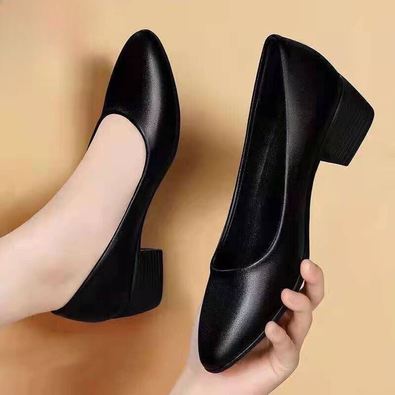 womens black tpu heel work shoes comfortable block heel Temu