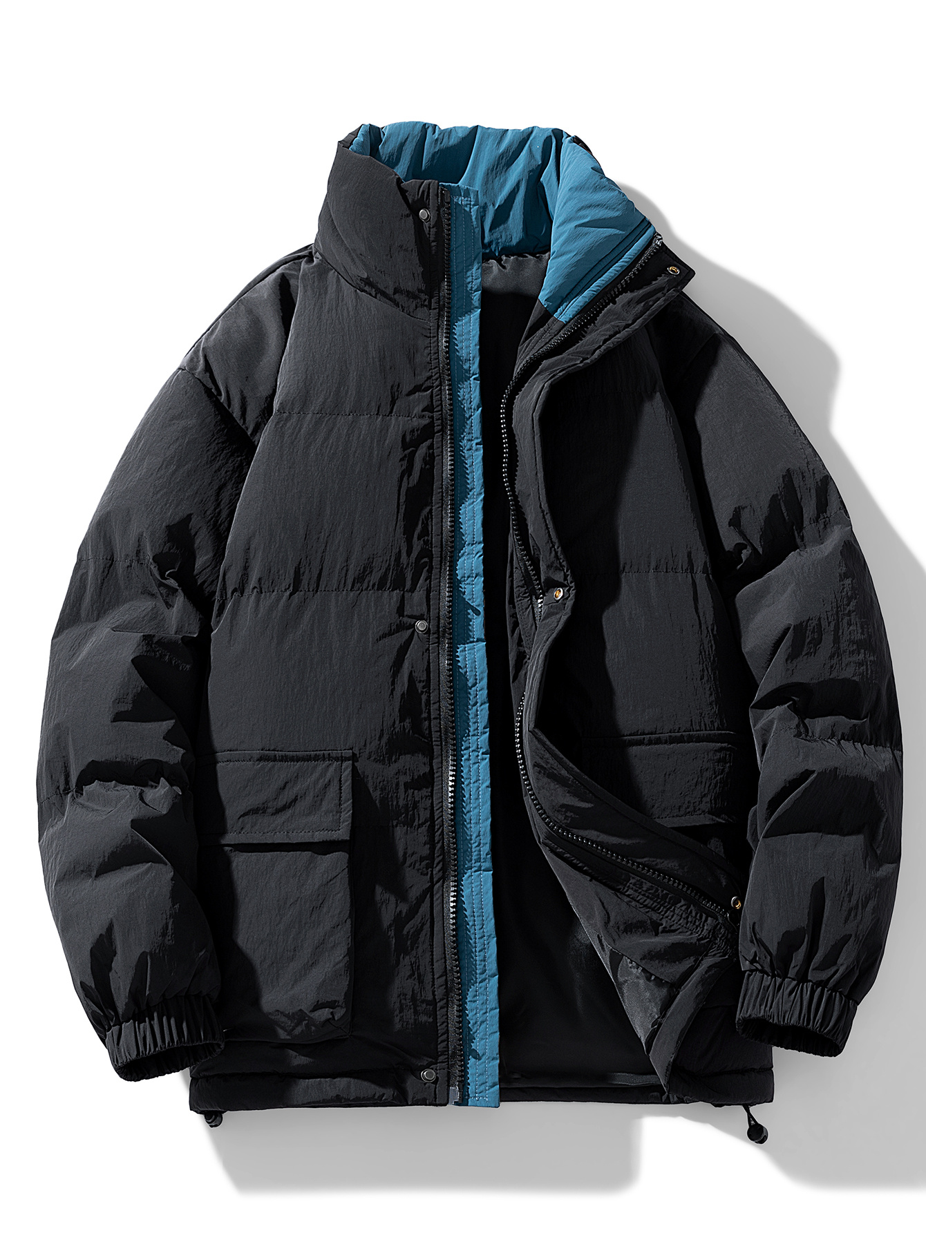 Men's Heavy-Duty Winter Coat with Full Zipper Closure