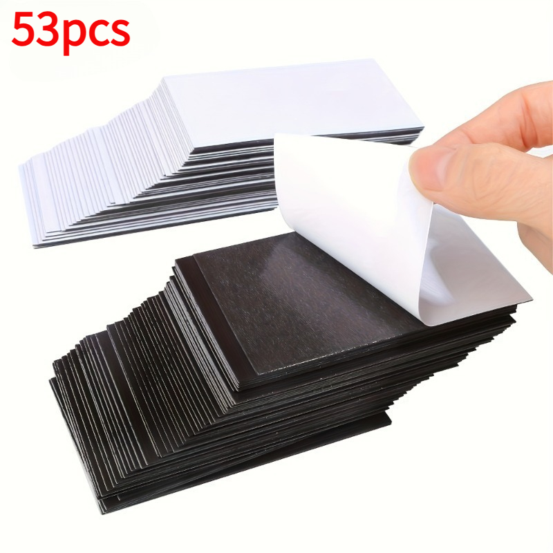 TEMU 53 Stück Flexible Magnetfolien Selbstklebende Magnete Geeignet für Kühlschrank, Wände, Glasoberflächen, Keine Rückstände, für Notizen, Fotos,
