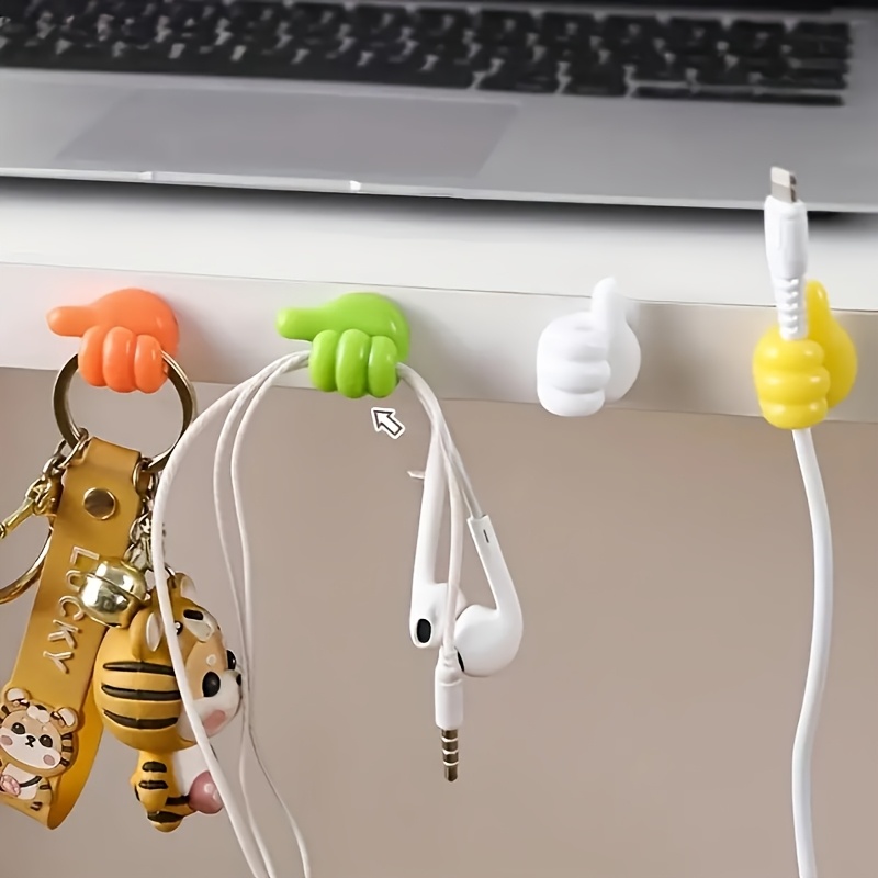 9pcs Random Color Thumb Shaped Cable Organizer Clips