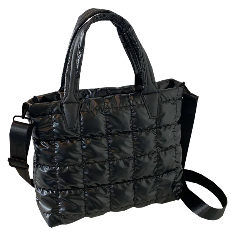 TEMU Women' Shoulder Bag - Christmas And Autumn Winter Fashionable Down Men's And Women' Shoulder Cross-body Bag With Checkered Design, Soft Filling,