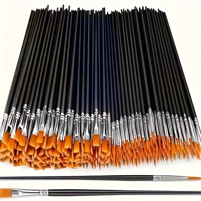 30pcs   brush set black nylon bristles suitable for acrylic oil watercolor and rock painting with flat and round   nylon paintbrush set   flat and round dual use brush heads