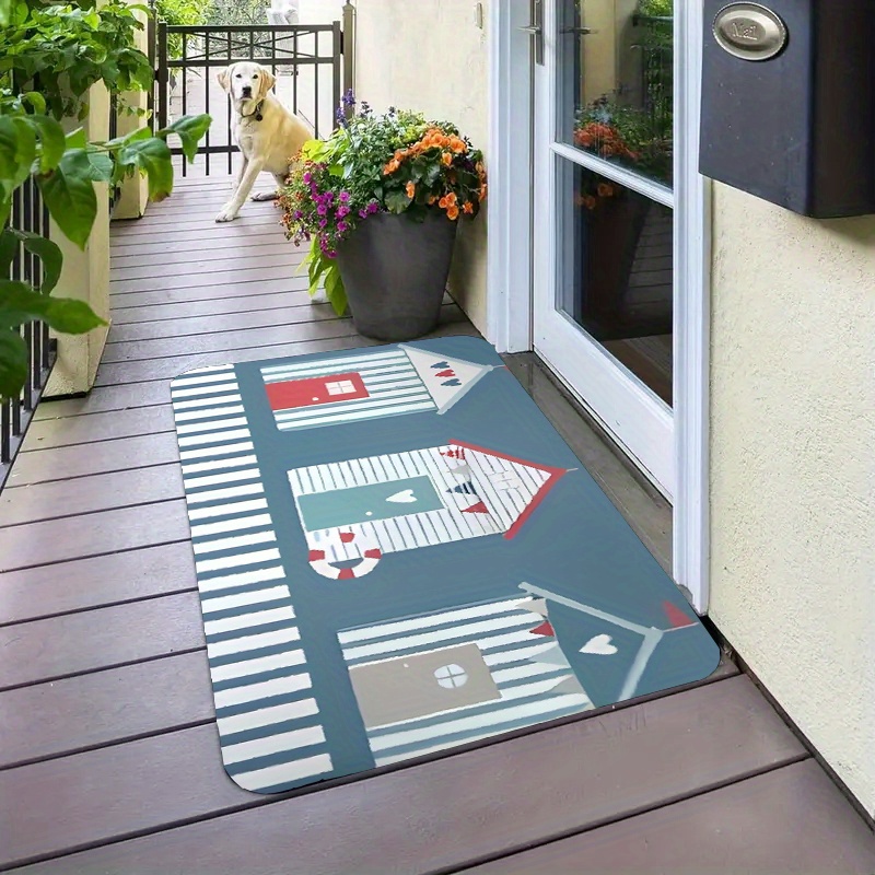 Image of 1pc Three-seat Gift House - Ideal For Living Room, Bedroom, Office, And Indoor/outdoor Decor | Durable Polyester Mat, Suitable For Front Door, Outdoor Entryway, Welcome Doormat