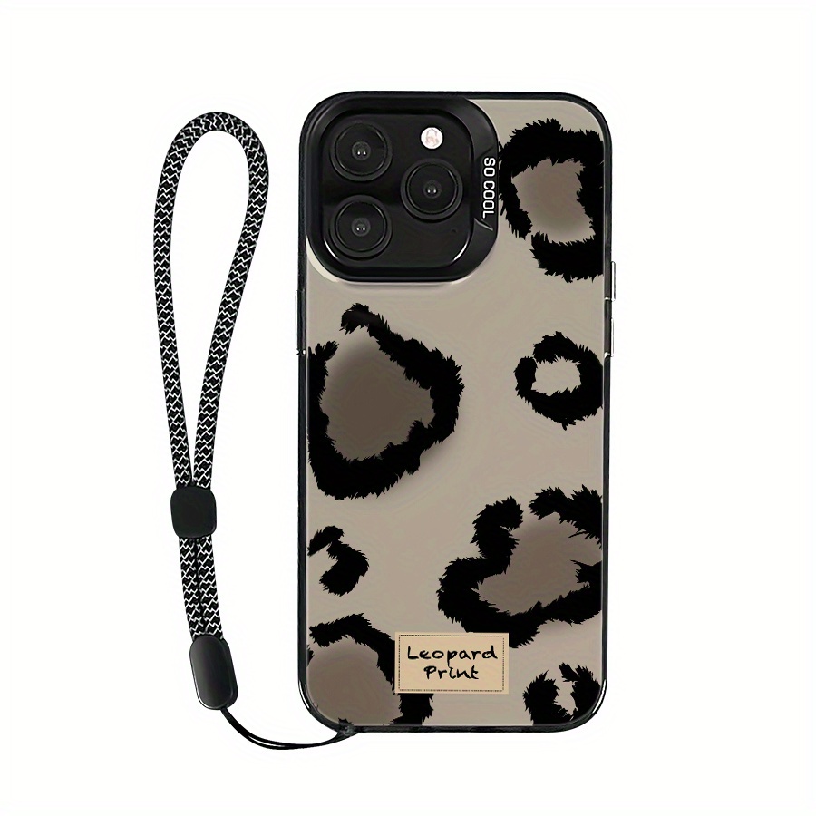 E-shop Schwarzes Leopardenmuster Handgezeichnete Hülle für iPhone 17/17Air/17ProMax/16/16Pro/15/15ProMax/14 Pro/13ProMax/13/12Pro/12/11/XS