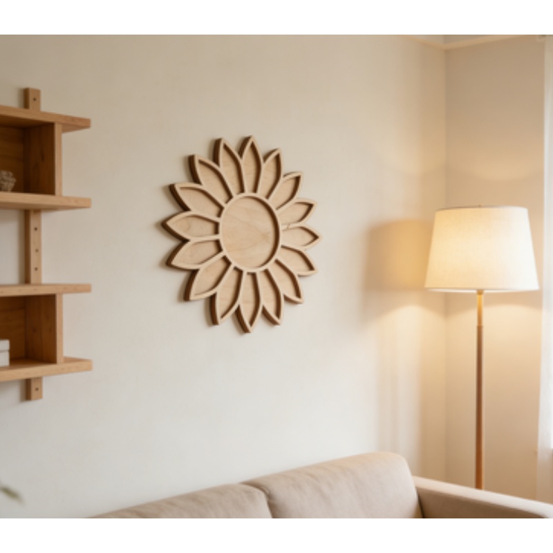 Image of Sunflower Wooden Mosaic Tray, 20cm Unfinished Wooden Flower Frames, Sun-shaped Craft Base, Base Material, Mosaic Tray, Beginner-friendly, Supplies, Non-food Contact