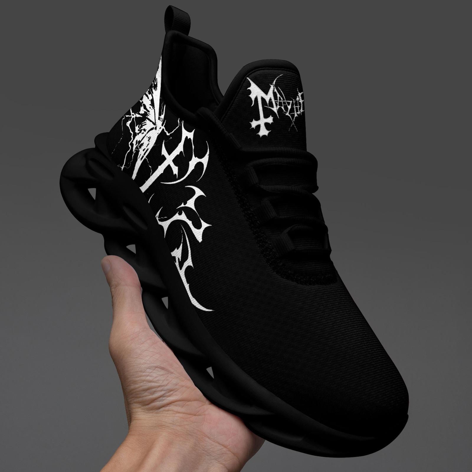 Men's Dark Cross Pattern Plus Size Sneakers, Wide Fit Shoes