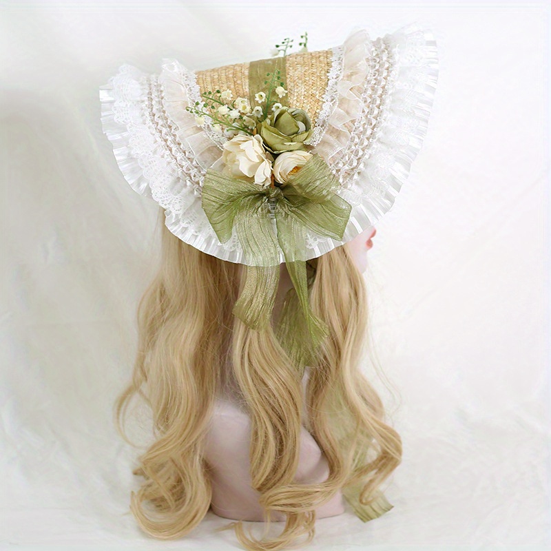 Chic and Sophisticated Hat with Lace & Floral Accent Fascinating Kentucky Big Hat Ladies Tea Party Wedding Summer  main image 3