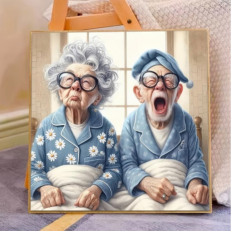 Elderly Couple Pattern Cross Stitch Kit, Polyester Material