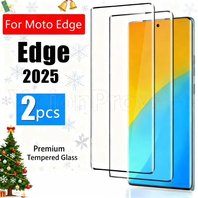 TEMU Protecteur d'écran en verre trempé incurvé 3D pour Motorola Moto Edge 2025, Film en verre renforcé HD transparent à arc flexible, 9H, 99,99%,