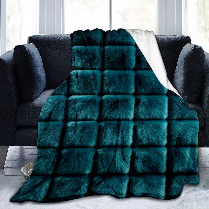 TEMU 1pc Lake Green Checkered Print Flannel Blanket, Soft, Lightweight & Machine Washable All Year Round. Fits Sofa, Bed, Camping And Home Decor,