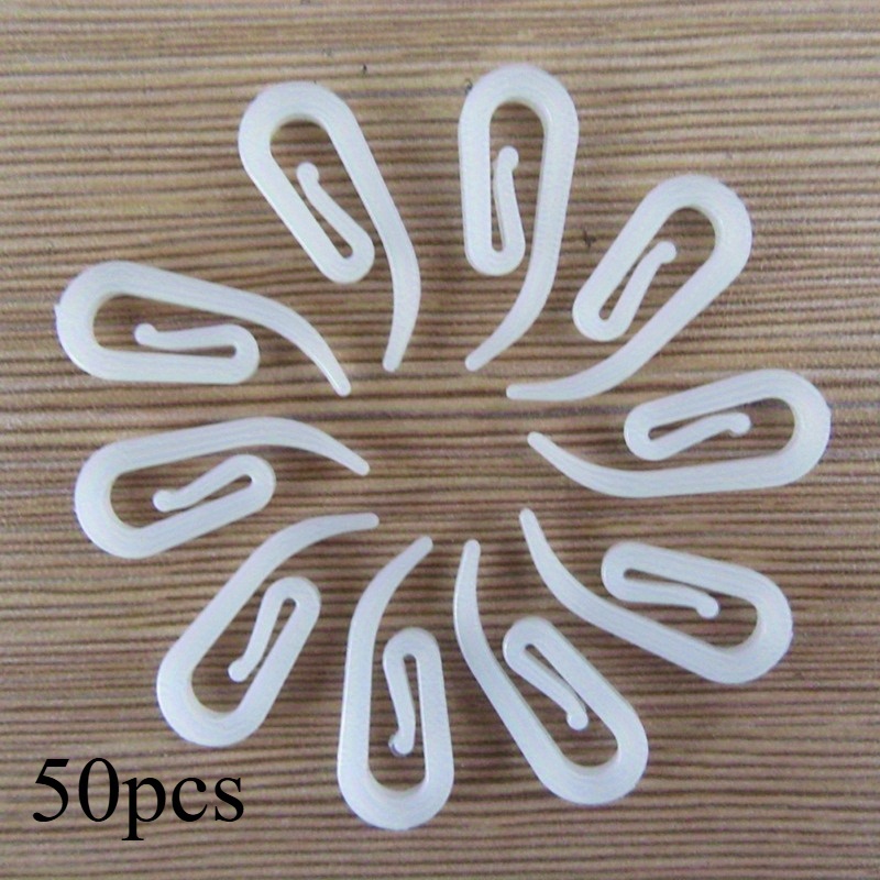 TEMU 50pcs Modern White Plastic Curtain Hooks - Bean Sprout Shapes For Home Decor