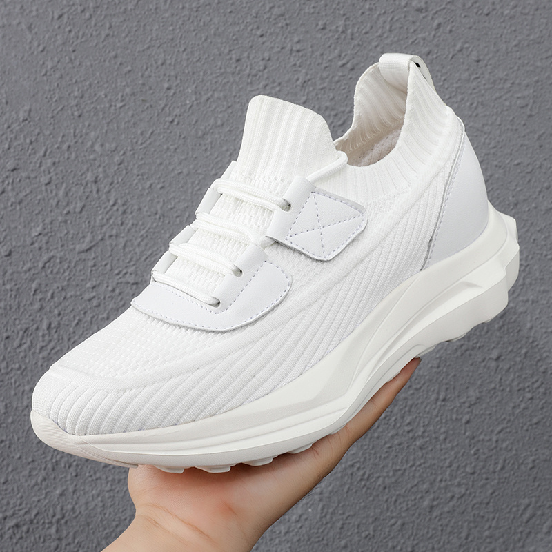 mens knit collar casual sneakers with thick sole cushioning lightweight comfortable versatile for   commuting and trendy style
